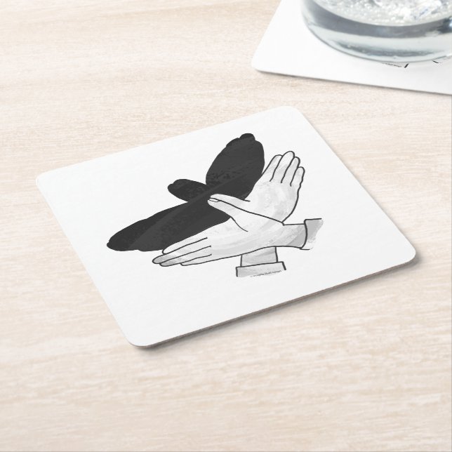 Porta-copo De Papel Quadrado Hand Silhouette Eagle (Inclinado)