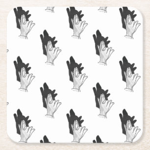 Porta-copo De Papel Quadrado Hand Silhouette Wolf