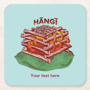 Porta-copo De Papel Quadrado Hangi Maori Comida Kai