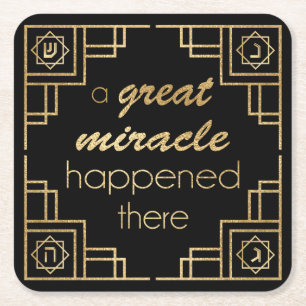 Porta-copo De Papel Quadrado Hanukkah Um Milagre Excelente Aconteceu Lá