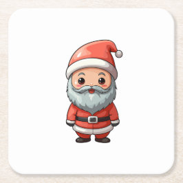 Porta-copo De Papel Quadrado Happy Chibi Santa Claus Character Design