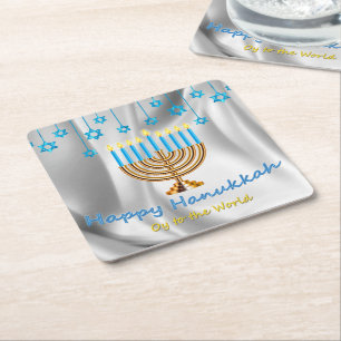 Porta-copo De Papel Quadrado Happy Hanukkah