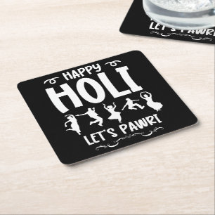 Porta-copo De Papel Quadrado Happy Holi Vamos Pawri Hindu Holi Festival Gifts