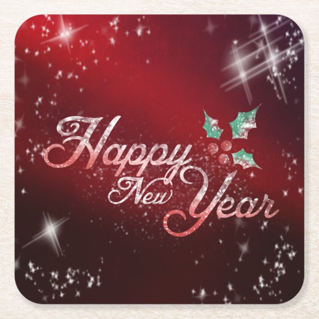 Porta-copo De Papel Quadrado Happy New Year Napkins (Frente)