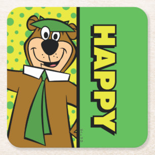 Porta-copo De Papel Quadrado Happy Yogi Bear