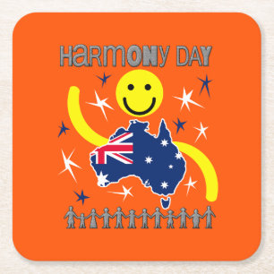 Porta-copo De Papel Quadrado Harmony Day Australia