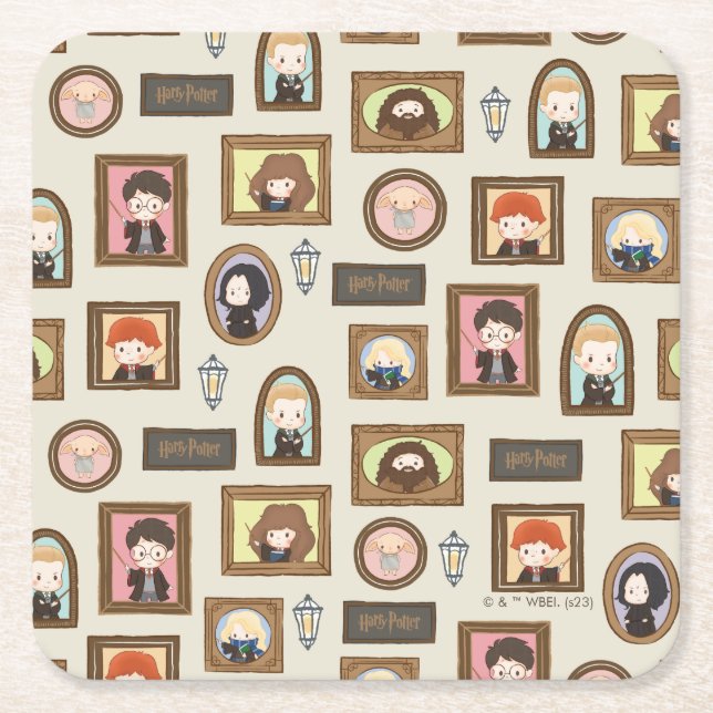 Porta-copo De Papel Quadrado HARRY POTTER™ Chibi Picture Frame Patterno (Frente)