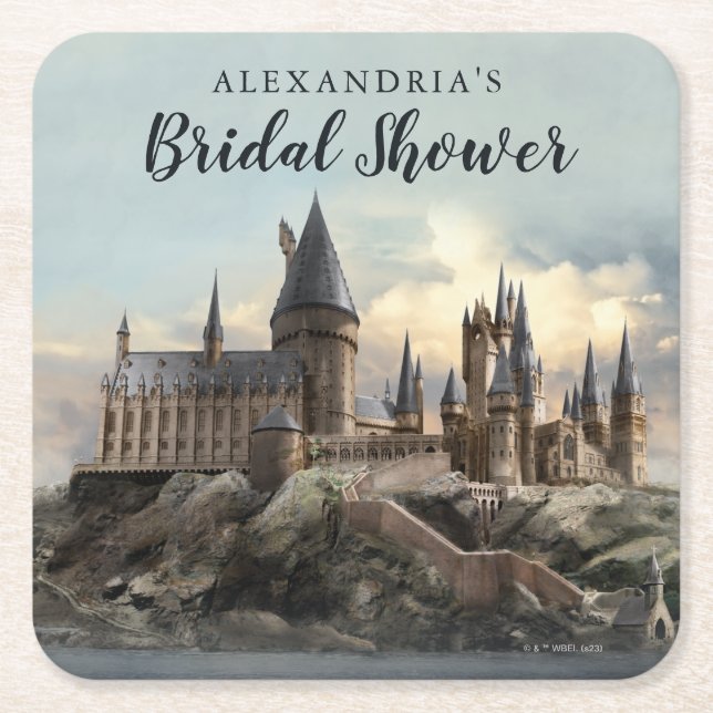 Porta-copo De Papel Quadrado Harry Potter | Chuveiro de Noiva do Castelo de Hog (Frente)