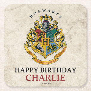 Porta-copo De Papel Quadrado Harry Potter Hogwarts Crest Birthday