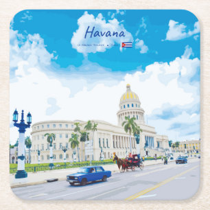 Porta-copo De Papel Quadrado Havana, Cuba - Alma Clássica Vintage