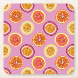 Porta-copo De Papel Quadrado Hawaiian Tropical Fruit Pattern Coaster Pink