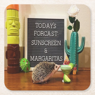 Porta-copo De Papel Quadrado Hedgehog Sunscreen e Margaritas