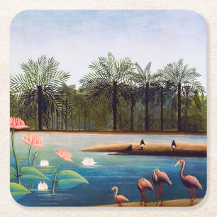 Porta-copo De Papel Quadrado Henri Rousseau - Os Flamingos