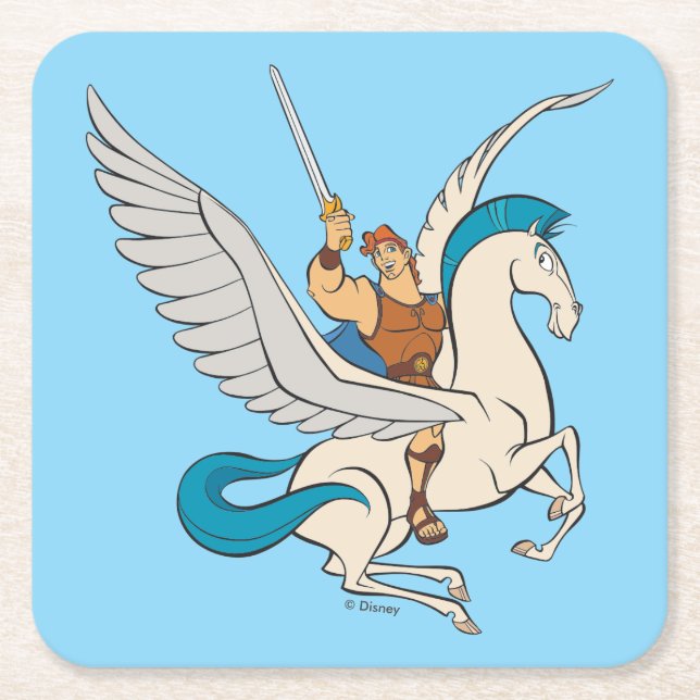 Porta-copo De Papel Quadrado Hercules Riding Pegasus Square Paper Coaster (Frente)