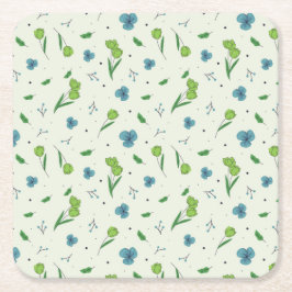 Porta-copo De Papel Quadrado Hibiscus Watercolor Blooming Botânico Sem Costura