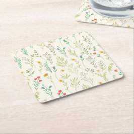 Porta-copo De Papel Quadrado Hibiscus Watercolor Blooming Botânico Sem Costura