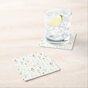 Porta-copo De Papel Quadrado Hibiscus Watercolor Blooming Botânico Sem Costura
