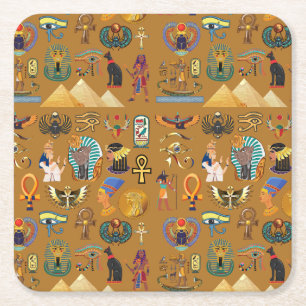 Porta-copo De Papel Quadrado Hieróglifo Egípcio Antigo -Padrão Hieroglyphi