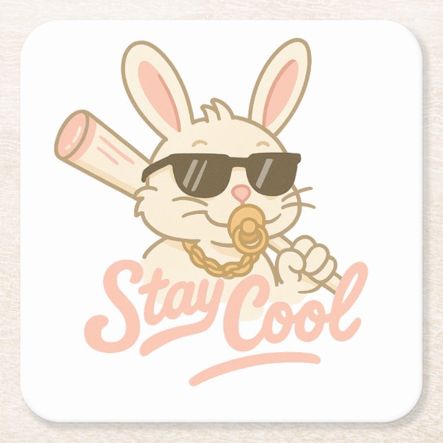 Porta-copo De Papel Quadrado  Hip Hop Hare (Frente)