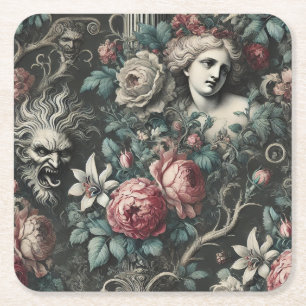 Porta-copo De Papel Quadrado Histeria se Esconde nas Flores – Gótico Vitoriano