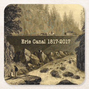 Porta-copo De Papel Quadrado Histórica do Canal do Erie Bicentenário