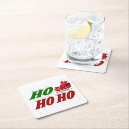 Porta-copo De Papel Quadrado Ho Ho Papais noeis Sleigh