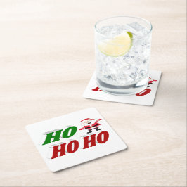 Porta-copo De Papel Quadrado Ho Ho Santa Claus