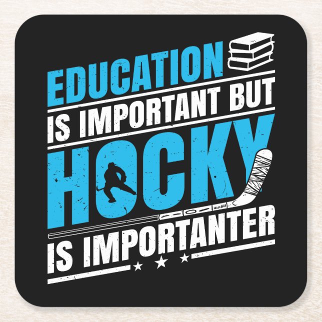 Porta-copo De Papel Quadrado Hockey engraçado é importante (Frente)