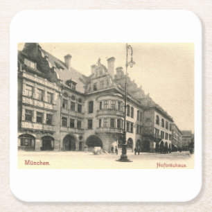 Porta-copo De Papel Quadrado Hofbrauhaus, Munique, Alemanha, 1900 Vintage