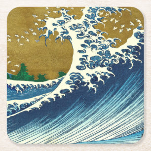 Porta-copo De Papel Quadrado Hokusai Big Wave Japão Art