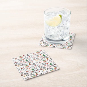 Porta-copo De Papel Quadrado Holiday Napkins - Ditos de Natal Festivos