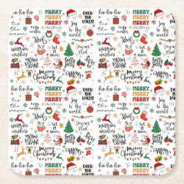 Porta-copo De Papel Quadrado Holiday Napkins - Ditos de Natal Festivos