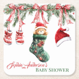 Porta-copo De Papel Quadrado Holiday Teddy Bear Design