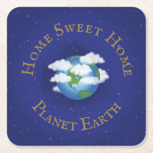 Porta-copo De Papel Quadrado "Home Sweet Home Planet Earth" Astronomia Whimsica