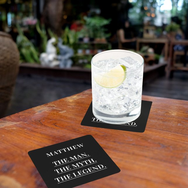 Porta-copo De Papel Quadrado Homem branco mito lenda (Criador carregado)