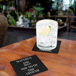 Porta-copo De Papel Quadrado Homem branco mito lenda solteirão<br><div class="desc">Um fundo preto clássico.   Texto: O Homem,  O Mito,  A Lenda. Personalize e adicione o nome dele.</div>