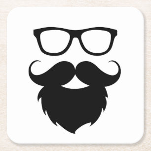 Porta-copo De Papel Quadrado Homem com Barba Engraçada Totalmente Crescida