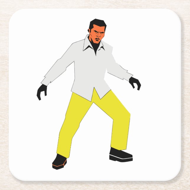 Porta-copo De Papel Quadrado homem com olhar misterioso (Frente)