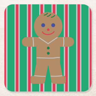 Porta-copo De Papel Quadrado Homem de Biscoito de Natal Divertido e Chique