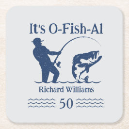 Porta-copo De Papel Quadrado Homem é Ofishal Pescador 50ª Festa de aniversário