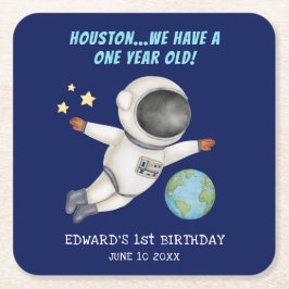 Porta-copo De Papel Quadrado Homem Espacial da Festa de aniversário do garoto b