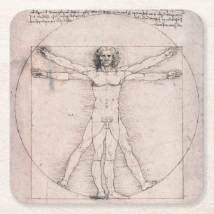 Porta-copo De Papel Quadrado Homem Vitruviano: Leonardo da Vinci