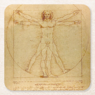 Porta-copo De Papel Quadrado Homem Vitruviano por Leonardo Da Vinci