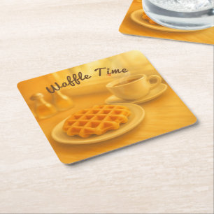 Porta-copo De Papel Quadrado Hora do Waffle - Momentos Belgas do Café da Manhã