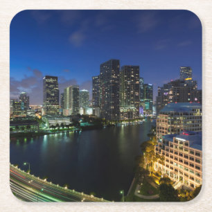 Porta-copo De Papel Quadrado Horizonte urbano elevado de Brickell Key