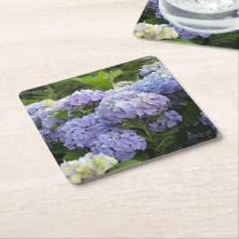 Porta-copo De Papel Quadrado Hortênsia Flores de Hortênsia Lavanda e Lilás