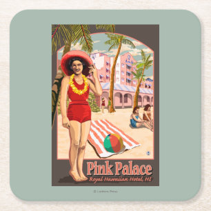 Porta-copo De Papel Quadrado Hotel havaiano real em Havaí