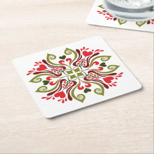 Porta-copo De Papel Quadrado Húngaro Tulip Floral Motif