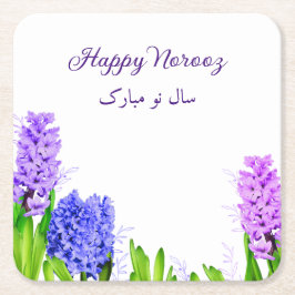 Porta-copo De Papel Quadrado Hyacinth Flowers Purple Blue Pink Happy Noroz