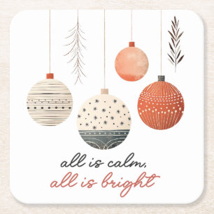 Porta-copo De Papel Quadrado Hygge Christmas Baubles